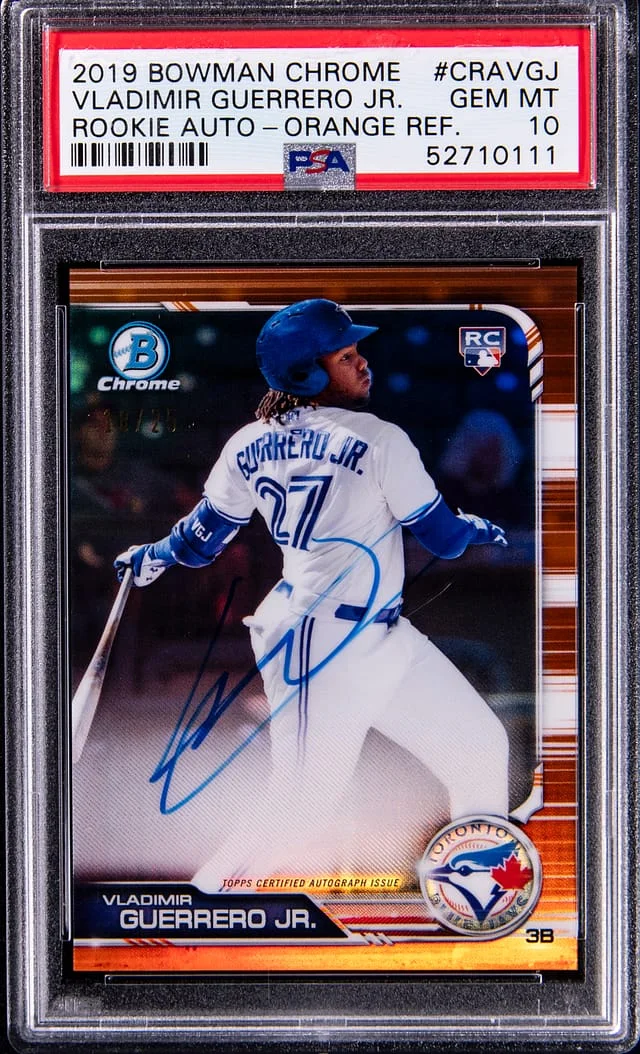 2019 Bowman Chrome Vladimir Guerrero Jr. Autographs Orange Refractor #CRA-VGJ card image