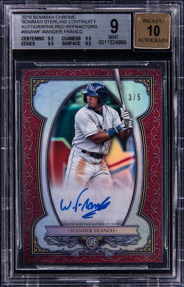 2019 Bowman Chrome Wander Franco Bowman Sterling Continuity Autographs Red Refractors #BSA-WF card image