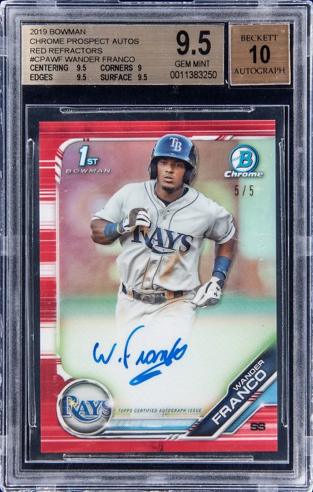 2019 Bowman Chrome Wander Franco Prospect Autographs Red Refractor #CPA-WF card image