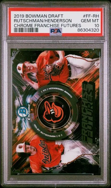 2019 Bowman Draft Adley Rutschman/Gunnar Henderson Chrome Franchise Futures #FF-RH card image