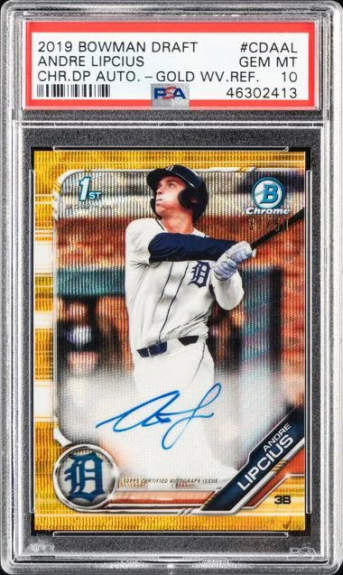 2019 Bowman Draft Andre Lipcius Chrome Draft Picks Autograph Gold Wave Refractor #CDAAL card image