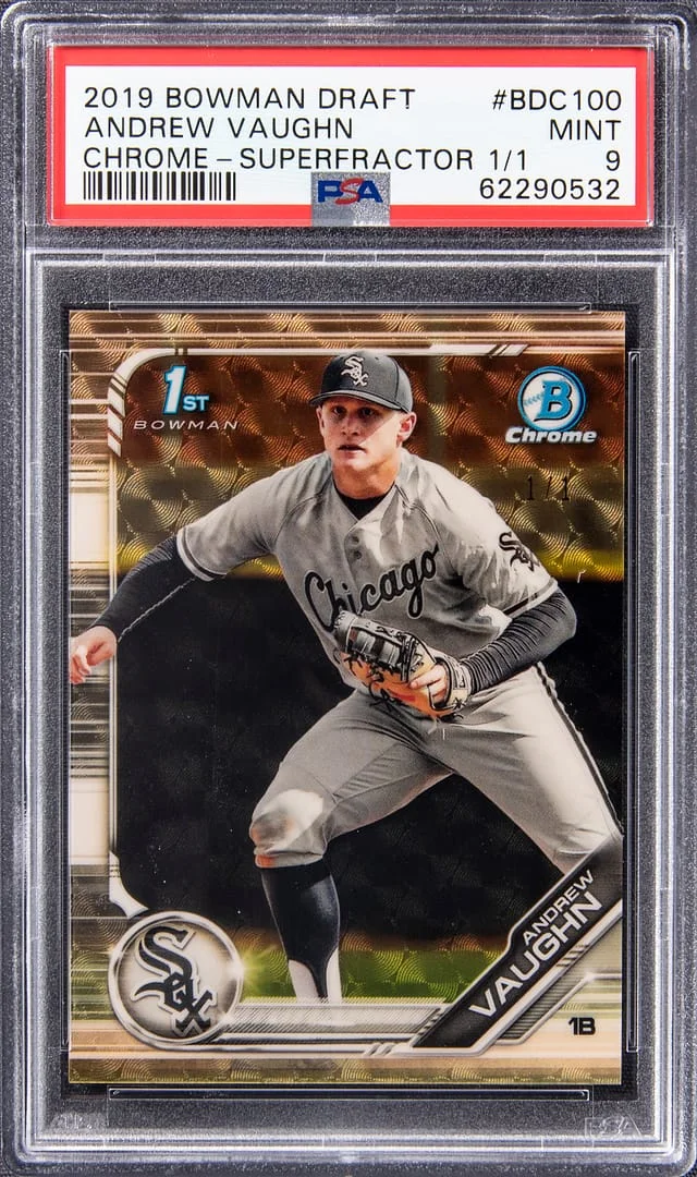 2019 Bowman Draft Andrew Vaughn Chrome SuperFractor #BDC-100 card image