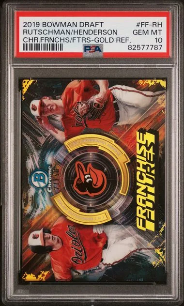 2019 Bowman Draft A.Rutschman/G.Henderson Chrome Franchise Futures Gold Refractor #FF-RH card image