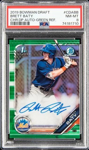 2019 Bowman Draft Brett Baty Chrome Draft Picks Autograph Purple Refractor #CDA-BB card image