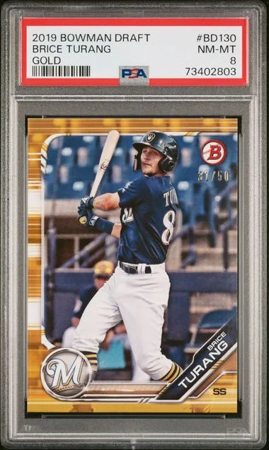 2019 Bowman Draft Brice Turang Gold #BD130 card image