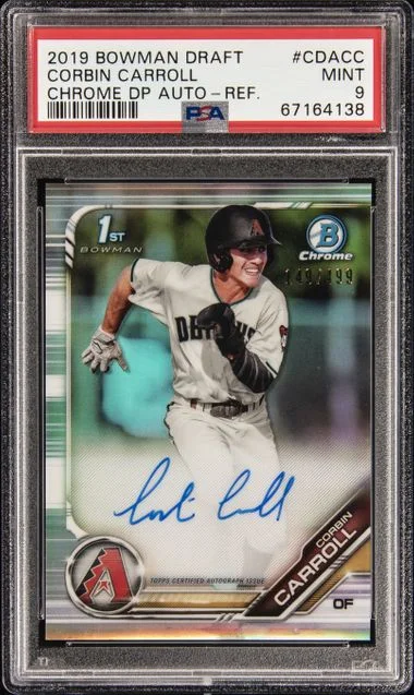 2019 Bowman Draft Corbin Carroll Chrome Draft Picks Autograph Refractor #CDA-CC card image