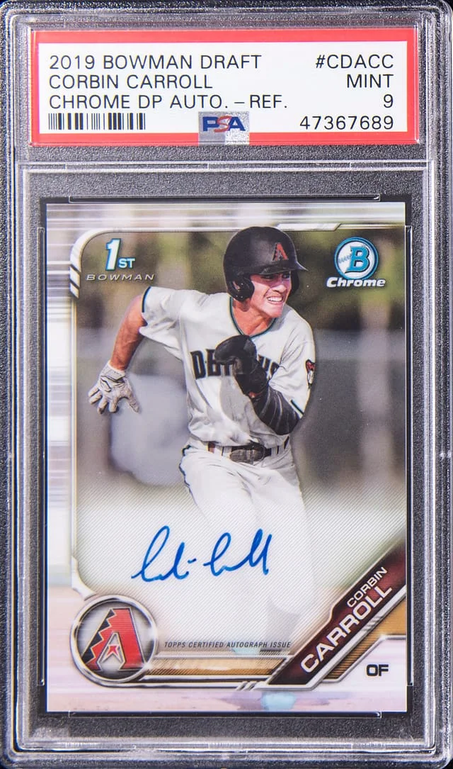 2019 Bowman Draft Corbin Carroll Chrome Draft Picks Autograph Refractor #CDACC card image