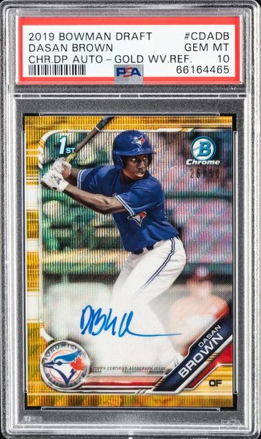 2019 Bowman Draft Dasan Brown Chrome Draft Picks Autograph Gold Wave Refractor #CDADB card image