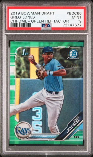 2019 Bowman Draft Greg Jones Chrome-Green Refractor #BDC66 card image