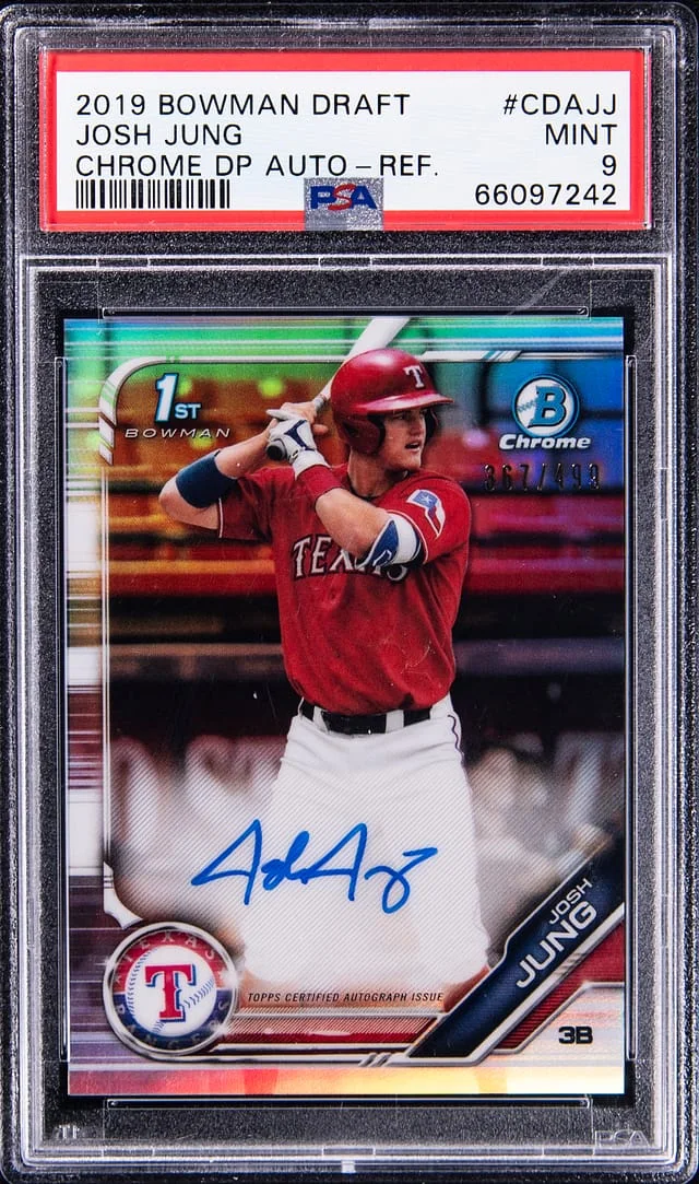 2019 Bowman Draft Josh Jung Chrome Draftpicks Autograph Refractor #CDA-JJ card image