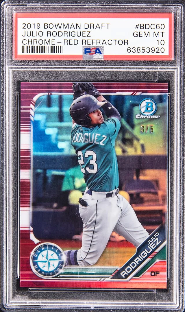 2019 Bowman Draft Julio Rodriguez Chrome Red Refractor #BDC-60 card image