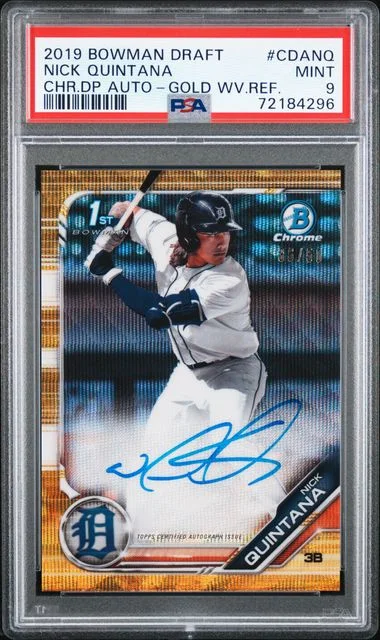 2019 Bowman Draft Nick Quintana Chrome Draft Picks Autograph Gold Wave Refractor #CDA-NQ card image