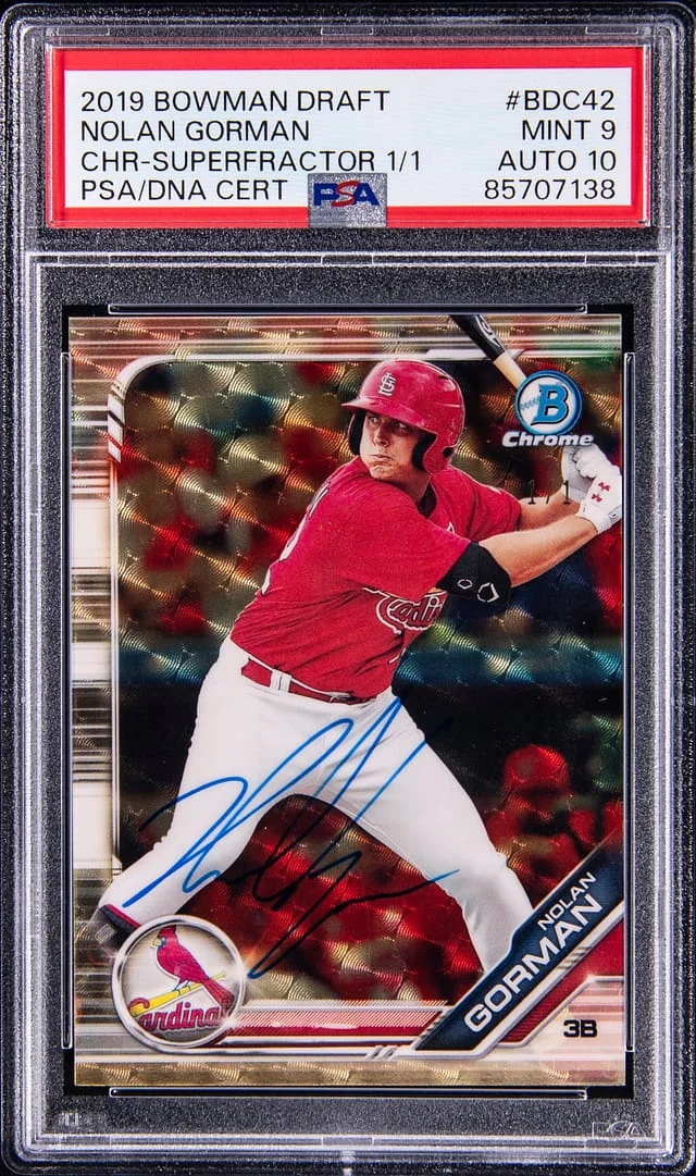 2019 Bowman Draft Nolan Gorman Chrome SuperFractor #BDC-42 card image