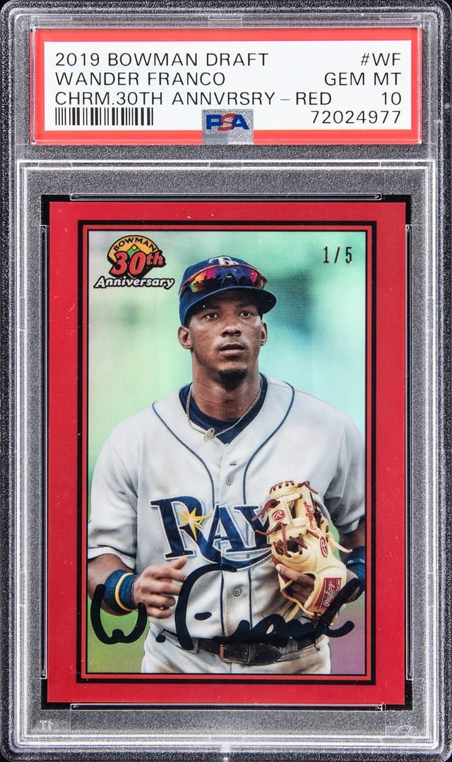2019 Bowman Draft Wander Franco Chrome 30th Anniversary Red Refractor #B30-WF card image