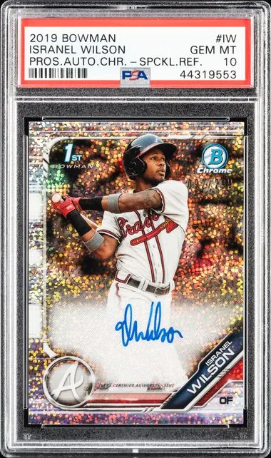 2019 Bowman Isranel Wilson Prospect Autographs Chrome Speckle Refractor #IW card image