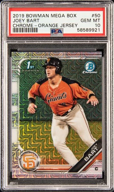 2019 Bowman Joey Bart Mega Box Chrome Orange Jersey #50 card image