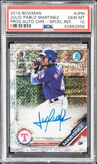 2019 Bowman Julio Pablo Martinez Prospect Autographs Chrome Speckle Refractor #CPA-JPM card image