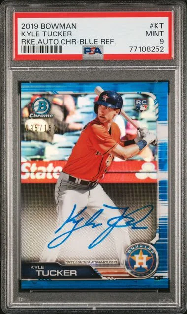 2019 Bowman Kyle Tucker Autographs Chrome Blue Refractor #KT card image