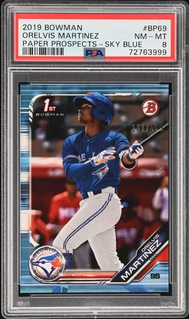 2019 Bowman Orelvis Martinez Paper Prospects Sky Blue #BP69 card image