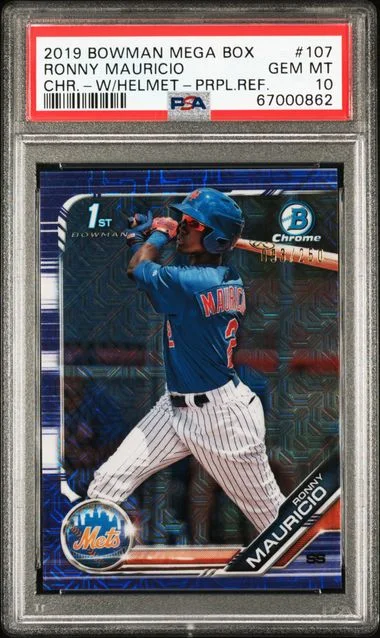2019 Bowman Ronny Mauricio Mega Box Chrome With Helmet #107 card image