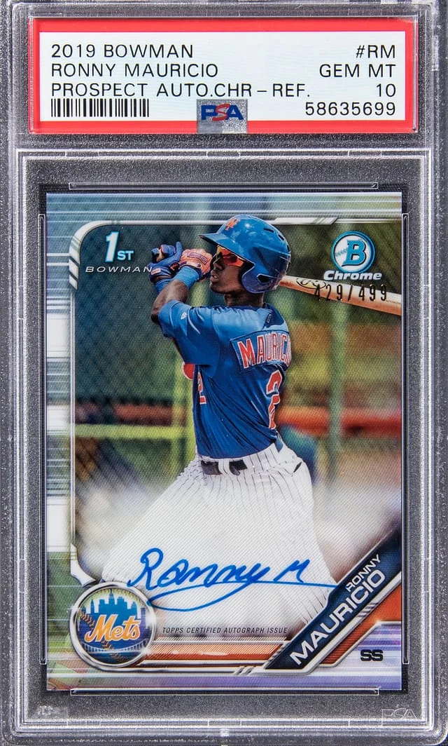 2019 Bowman Ronny Mauricio Prospect Autograph Chrome Refractor #CPA-RM card image