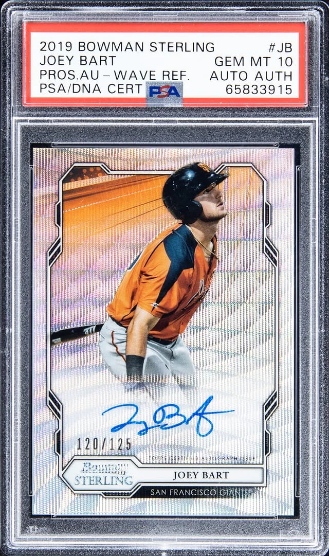 2019 Bowman Sterling Joey Bart Prospect Autograph Wave Refractor #BSPA-JB card image