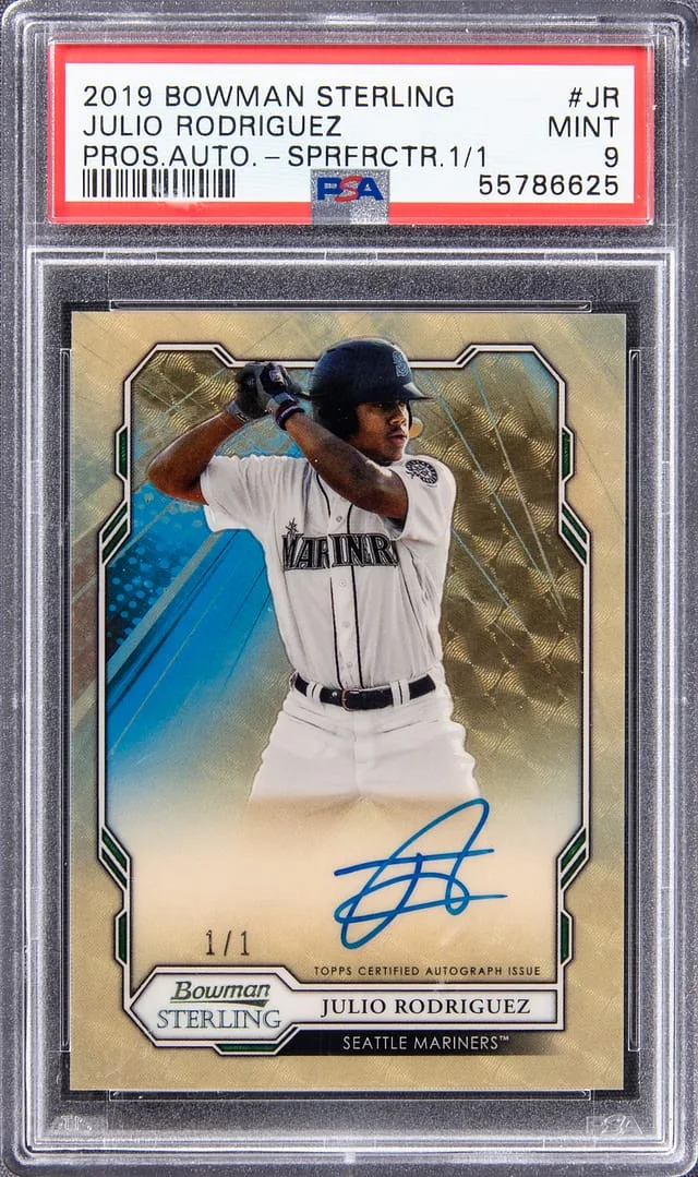 2019 Bowman Sterling Julio Rodriguez Prospect Autographs SuperFractor #BSPA-JR card image