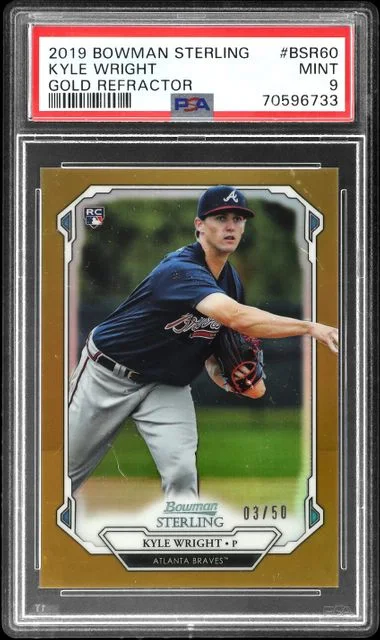 2019 Bowman Sterling Kyle Wright Gold Refractor #BSR60 card image