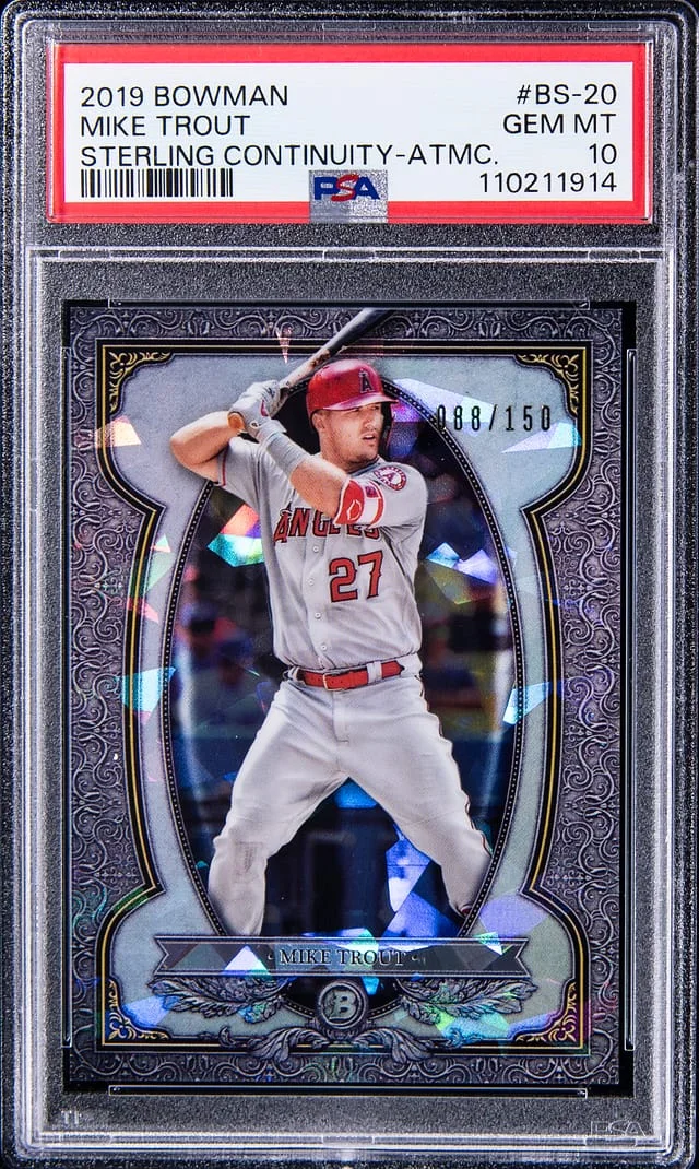 2019 Bowman Sterling Mike Trout Continuity Atomic Refractor #BS-20 card image