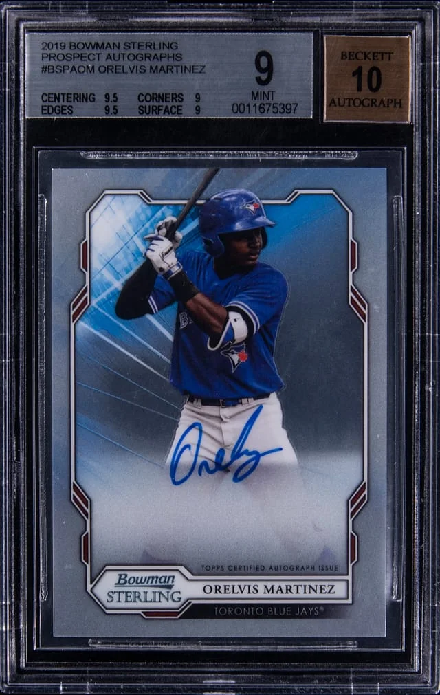 2019 Bowman Sterling Orelvis Martinez Prospect Autographs #BSPAOM card image