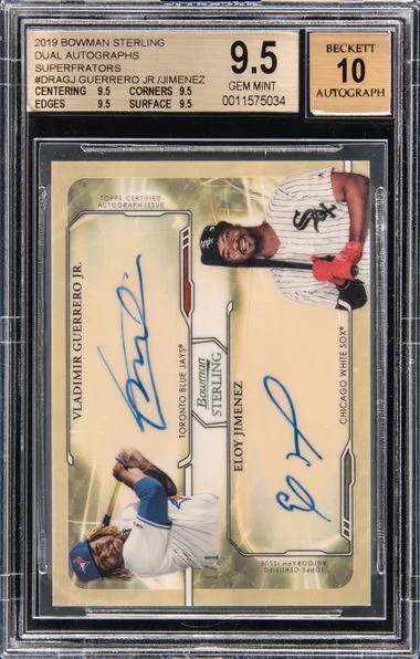 2019 Bowman Sterling V.Guerrero Jr /E.Jimenez Dual Autographs Superfractors #DRAGJ card image