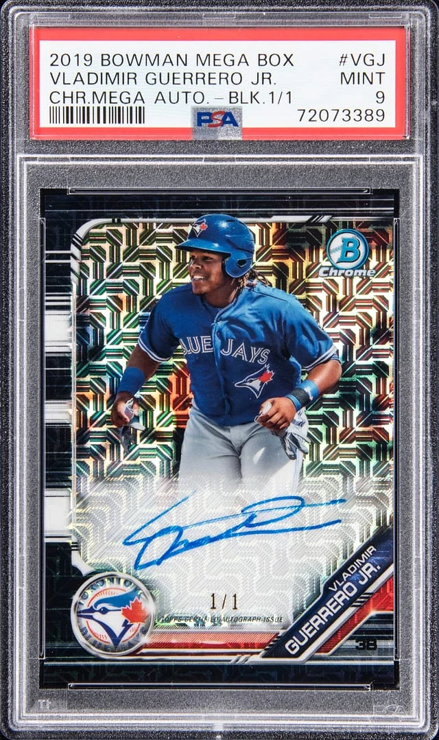 2019 Bowman Vladimir Guerrero Jr. Mega Box Chrome Mega Autograph Black Refractor #BMA-VGJ card image