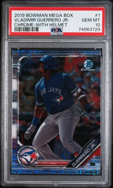 2019 Bowman Vladimir Guerrero Jr., With Helmet Mega Box Chrome #1 card image