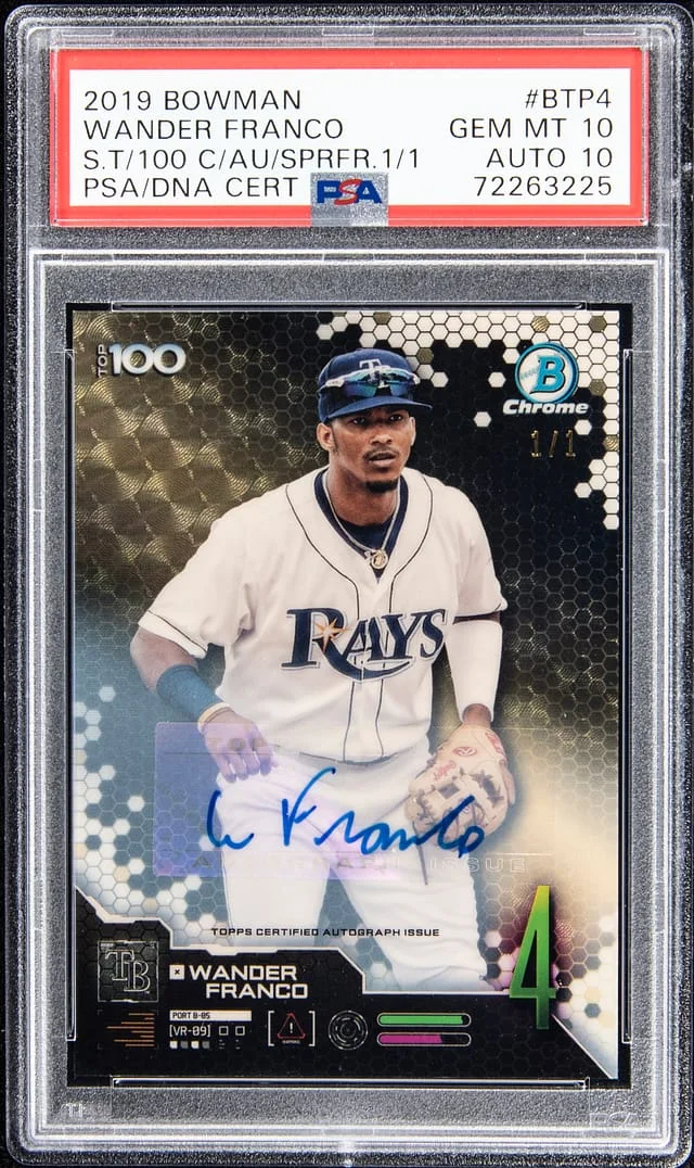2019 Bowman Wander Franco Scouts Top 100 Chrome Autograph Superfractor #BTP4 card image