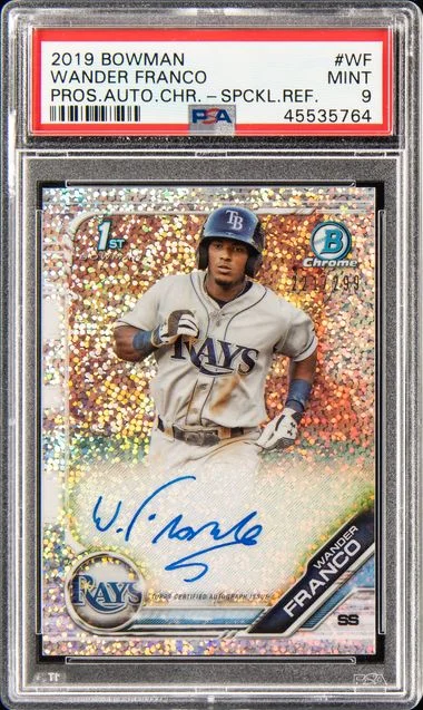 2019 Bowman Wander Franco Prospect Autographs Chrome Speckle Refractor #WF card image