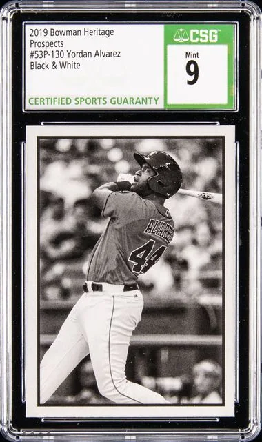 2019 Bowman Yordan Alvarez Heritage Prospects Black & White #53P130 card image