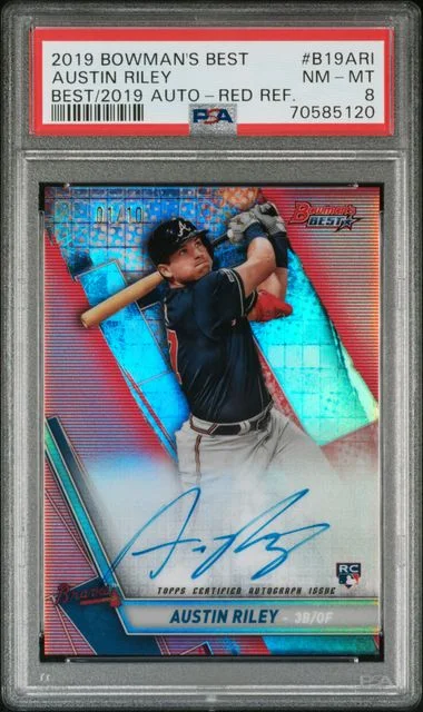 2019 Bowman's Best Austin Riley Best Of 2019 Autographs Red Refractor #B19ARI card image