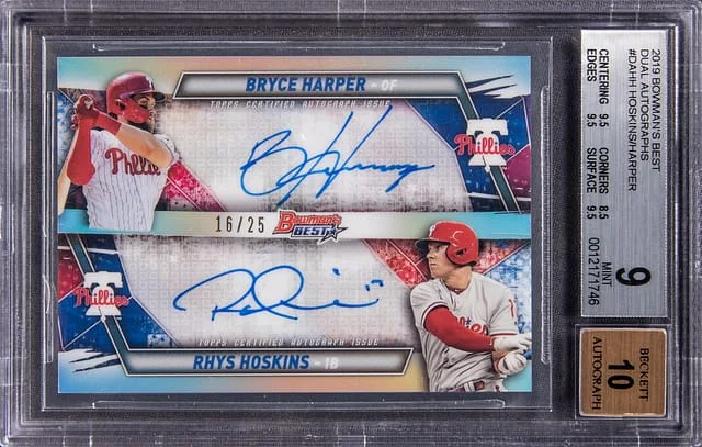 2019 Bowman's Best Bryce Harper, Rhys Hoskins Dual Dual Autograph #DA-HH card image