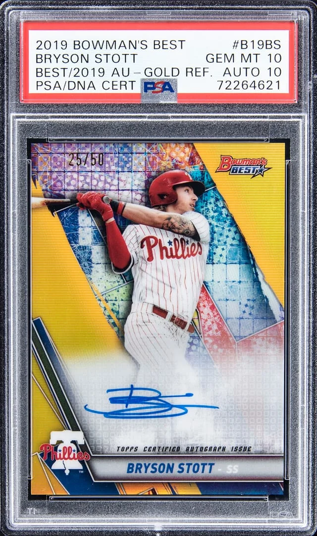 2019 Bowman's Best Bryson Stott Best of 2019 Autograph Gold Refractor #B19-BS card image