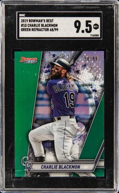 2019 Bowman's Best Charlie Blackmon Green Refractor #15 card image