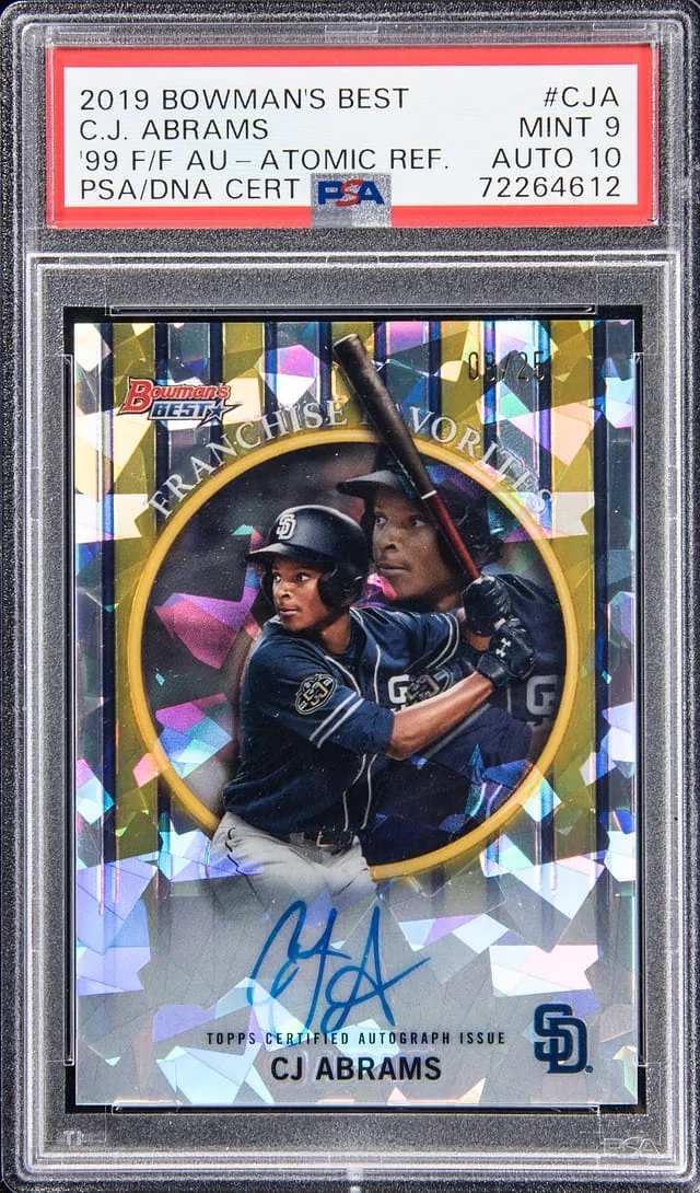 2019 Bowman's Best CJ Abrams 99 Franchise Favorites Atomic Refractor Autograph #99FFA-CJA card image