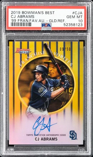 2019 Bowman's Best CJ Abrams 1999 Franchise Favorites Autographs Gold Refractor #CJA card image