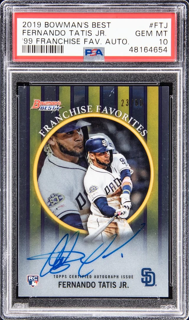2019 Bowman's Best Fernando Tatis Jr 99 Franchise Favorites Autograph #99FFA-FTJ card image
