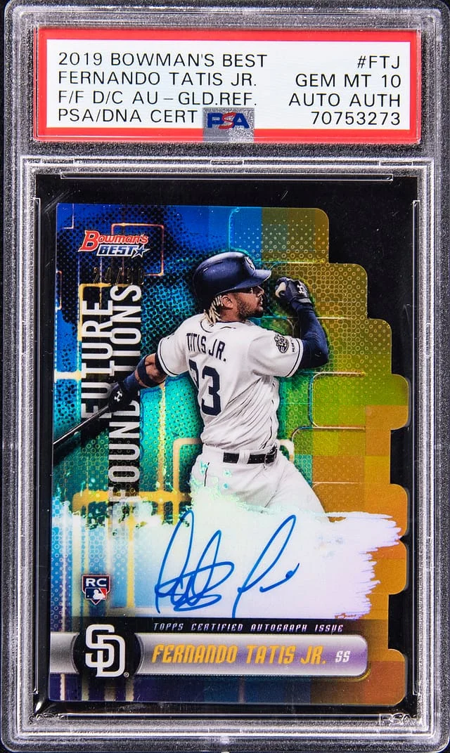 2019 Bowman's Best Fernando Tatis Jr. Future Foundations Die-Cut Autographs Gold Refractor #FFA-FTJ card image