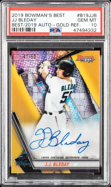 2019 Bowman's Best J.J. Bleday Best Of 2019 Autographs Gold Refractor #B19JJB card image
