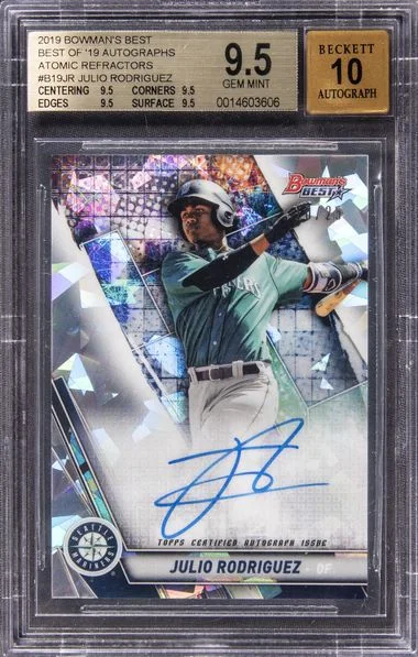 2019 Bowman's Best Julio Rodriguez Of '19 Autographs Atomic Refractors #B19JR card image