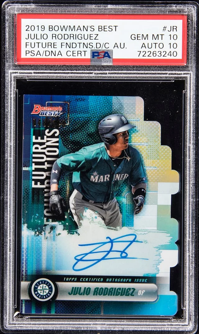 2019 Bowman's Best Julio Rodriguez Future Foundations Die-Cut Autograph #FFA-JR card image