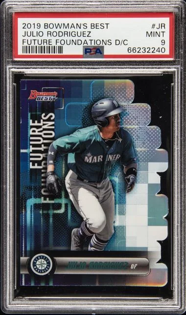 2019 Bowman's Best Julio Rodriguez Future Foundations Die-Cut #JR card image
