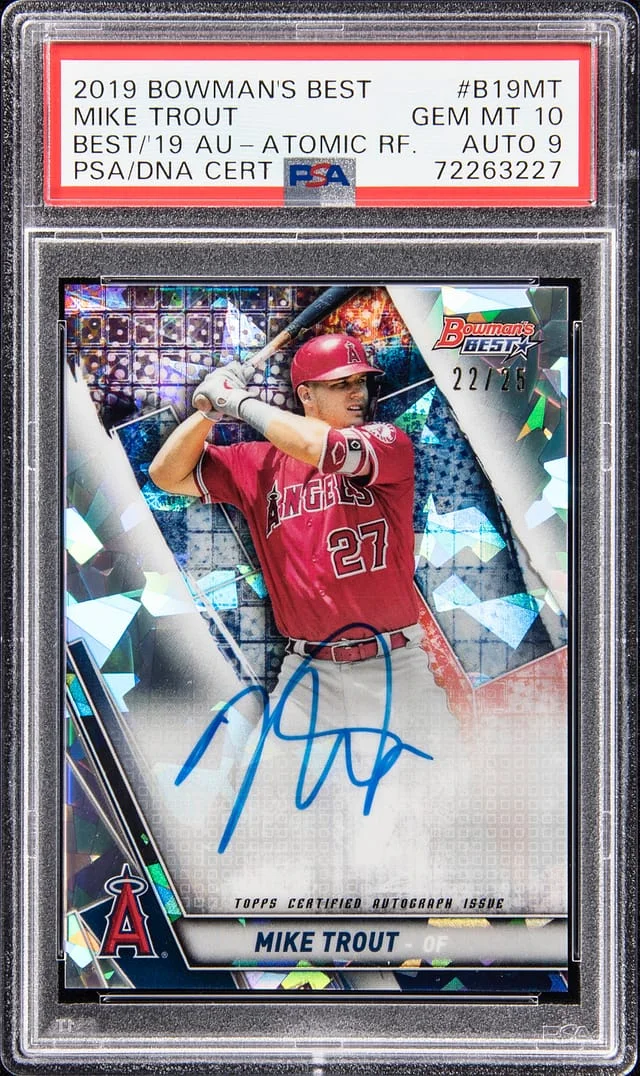 2019 Bowman's Best Mike Trout Best of '19 Autograph Atomic Refractor #B19-MT card image