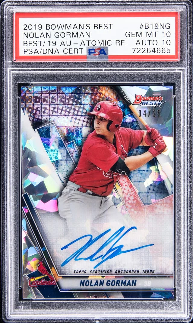 2019 Bowman's Best Nolan Gorman Best of 2019 Auto. - Atomic Refractor #B19NG card image